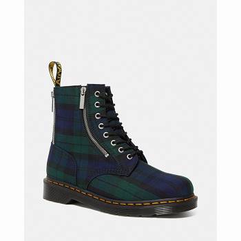 Dr Martens Férfi 1460 Cipzáros Tartan Lace Up Bakancs Sötétkék / Zöld